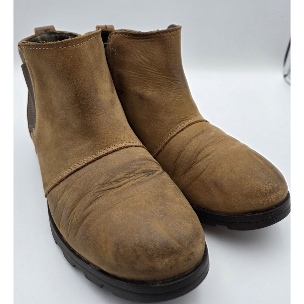 Sorel Women's Waterproof Tan Leather Chelsea Ankle Boots Slip On US 7 NL2671-286